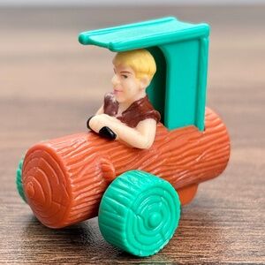 VINTAGE The Flintstones BARNEY RUBBLE Log Car Toy Collectible U.C.S.‎ Amblin